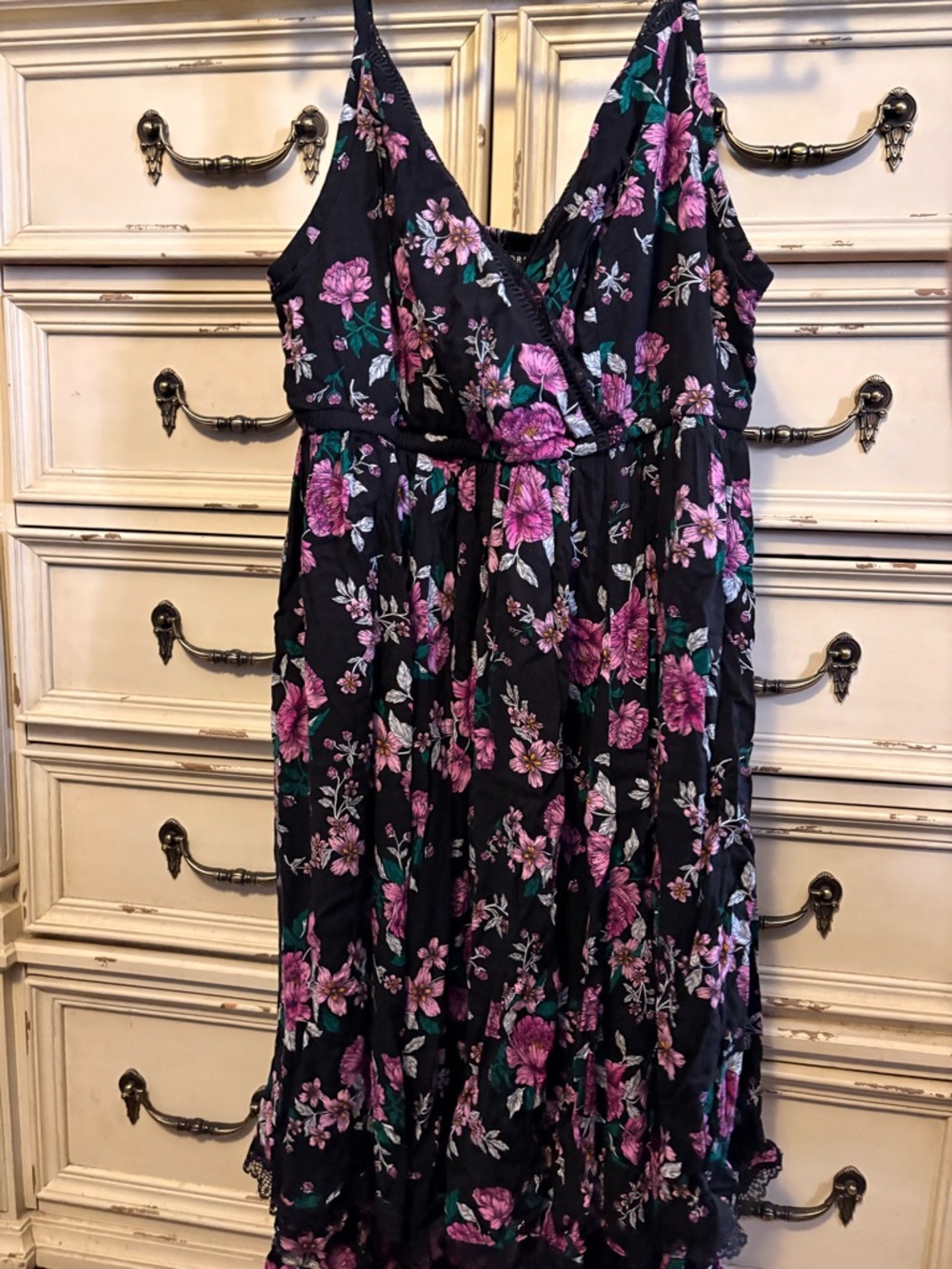 Torrid Black Dress with Pink Floral Print Size 2